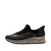 Rieker Front Zip Wedge Shoe - Black Bronze Combi